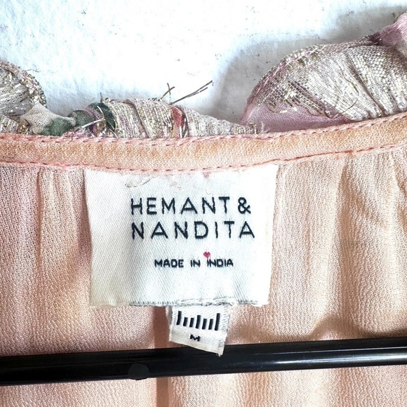 Hemant and Nandita Medium Blush Gold Shimmer Georgette Dress - Picture 6 of 6